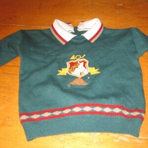 Vtg B_Z bee collared acrylic unisex sweater horse front embroidered patch logo